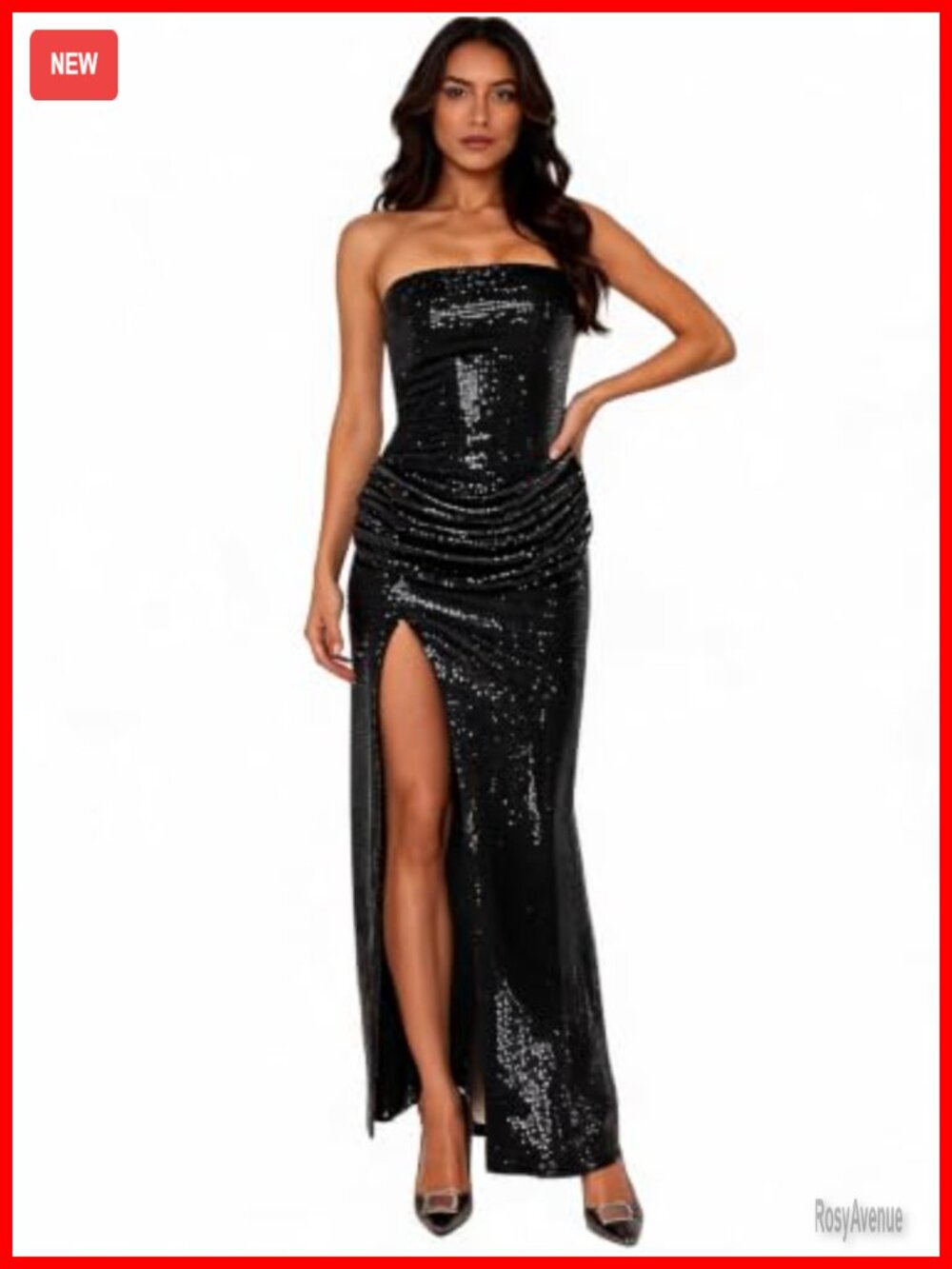 Sequin Maxi Dress Sleeveless High Slit Bodycon Evening Gown Party
